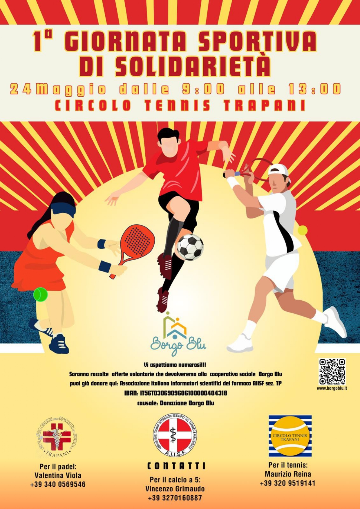 Clicca per accedere all'articolo 1° Giornata Sportiva di Solidarietà - 24 Maggio dalle 9.00 alle 13 - Circolo Tennis Trapani  